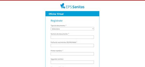 OFICINA VIRTUAL REGISTRATE EPS SANITAS