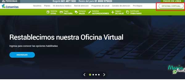 BOTON OFICINA VIRTUAL COLSANITAS